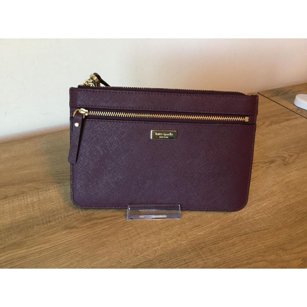 Kate Spade Plum Saffiano Wristlet with Gold Hardware NWOT